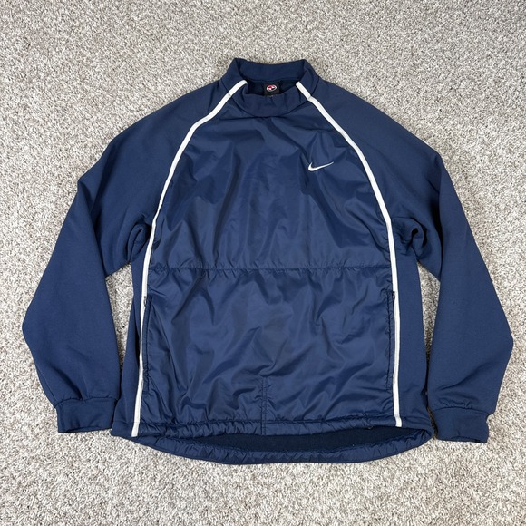 Nike Windbreaker Mens Large Blue‎ Pullover Mock Neck Tiger Woods Yin Yang Y2K